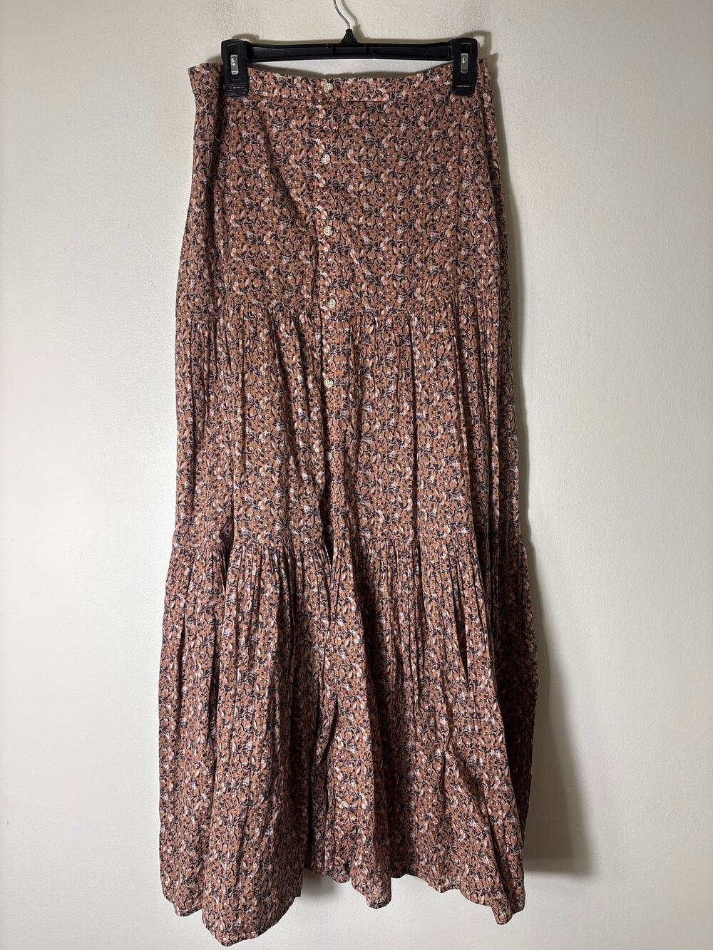 Veronica Beard Brown Floral Cotton Maxi Skirt Sz 8